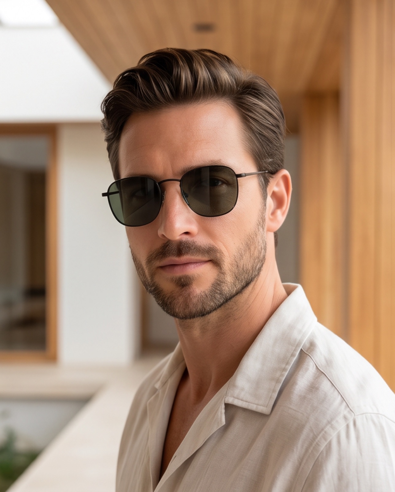 Modelo usando óculos masculino